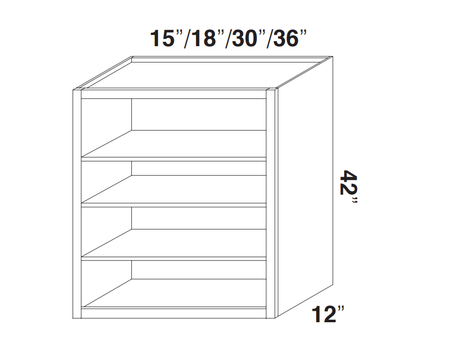 Wall Open Cabinets - 42" Tall